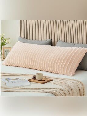 Boho FLEECE Body Pillow Cover with Zipper 20x54” CORAL
